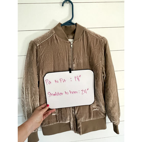 Madewell Champagne Silk and Rayon Velvet Ribbed Bomber Jacket Size XS - Picture 5 of 5